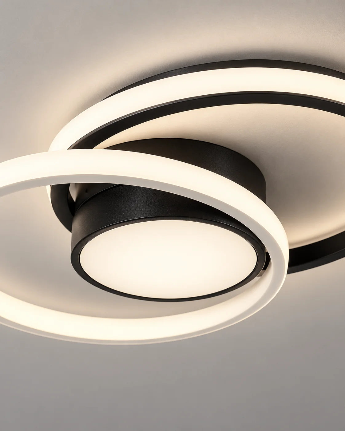Plafonnier LED Moderne 3 Anneaux avec Télécommande – Blanc — detail