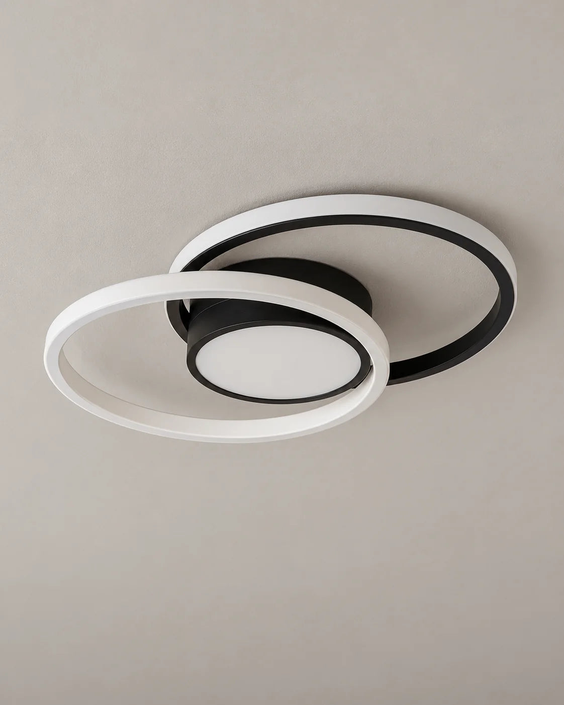 Plafonnier LED Moderne 3 Anneaux avec Télécommande – Blanc — eteint